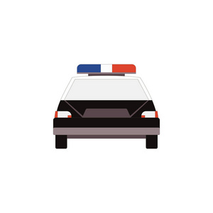 警察车图标前视图在 Ui Ux 设计平面样式。矢量