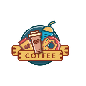 咖啡的徽章 标签 标志 图标