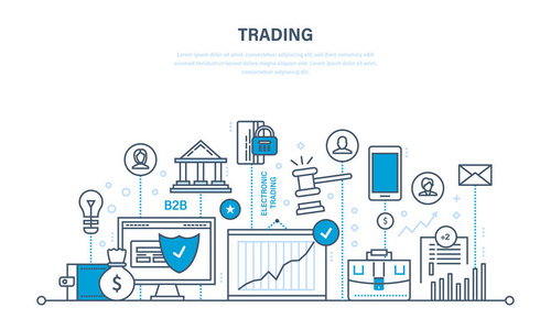 贸易 经济增长的金融 经济指标 与客户，交易的互动