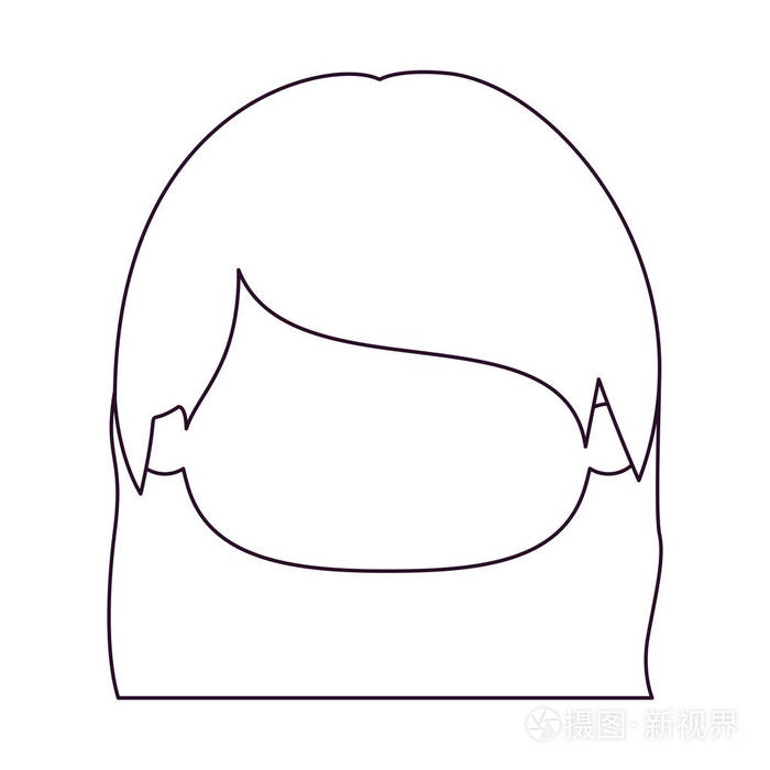 单色的直头发的小女孩不露面团长剪影插画-正版商用图片0u2wmn-摄图新