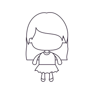 不露面的小女孩,直发的单色剪影照片