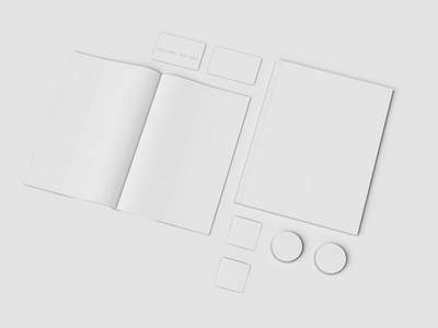 品牌模拟了  白色文具。办公用品 小玩意。3d 图
