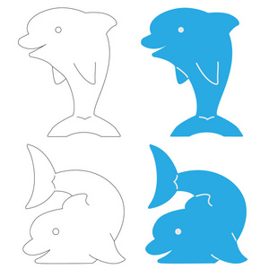 儿童插画的海豚和经典案例的轮廓