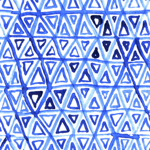 无缝的水彩三角形的装饰品。手绘制的模式