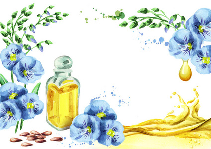 亚麻籽花手绘图片