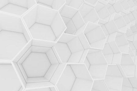 白色空几何六边形蜂窝状的抽象背景。3d 渲染