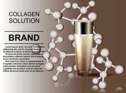 油滴分子精华油分离背景公式的分子模式化妆品广告,玻璃瓶滴照片