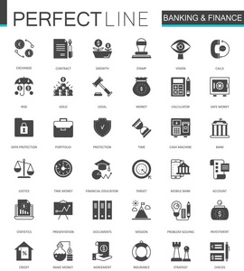 黑色经典银行业和金融业 web 图标集