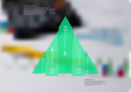 带垂直划分为五个转移绿色部分的三角形图图表模板