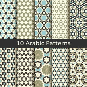 向量集的十无缝矢量传统阿拉伯语几何图案