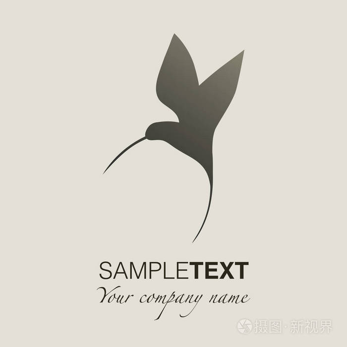 蜂鸟的剪影标志.矢量图