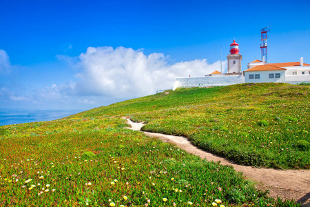 葡萄牙。Cabo da Roca 和灯塔