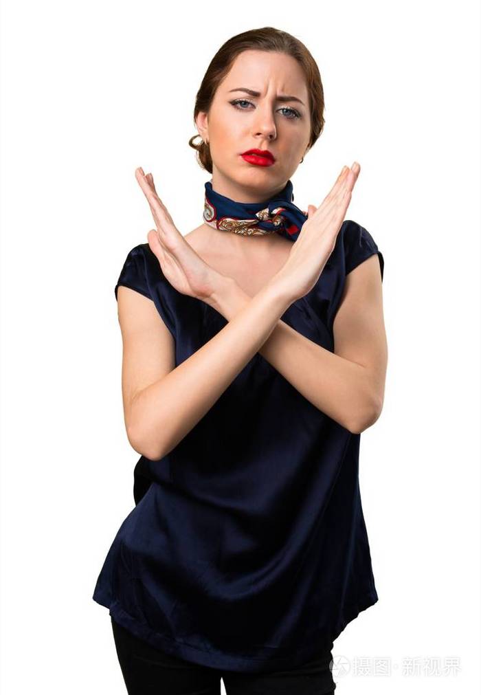 漂亮的空姐做没有手势