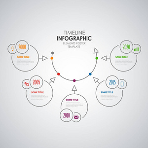时间线信息图形与圆形设计元素模板
