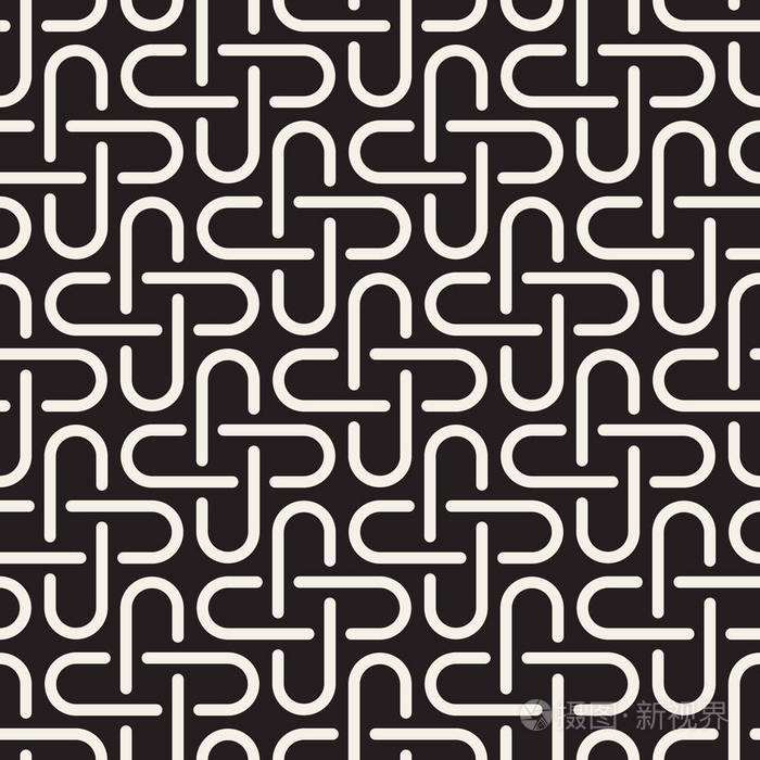 无缝的黑色和白色交叉格子图案.抽象几何拼贴马赛克.时尚背景设计