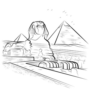 吉萨金字塔群素描图片