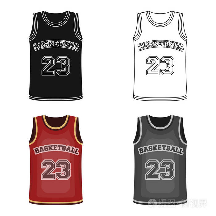 篮球球衣.篮球的卡通风格矢量符号股票图 web 的单个图标