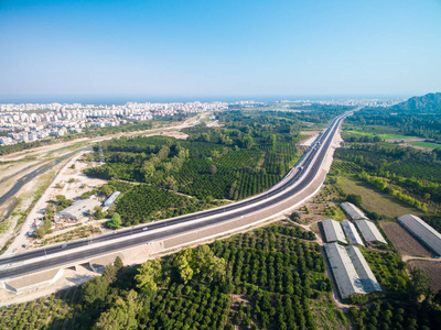 aireal 无人机顶部查看照片的公路在土耳其安塔利亚
