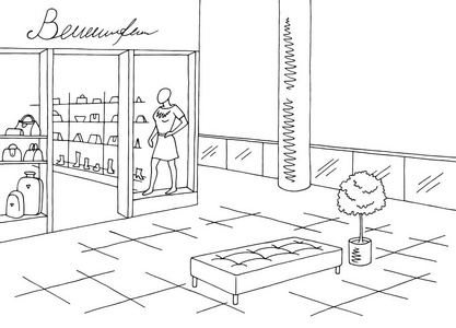 购物商场图形黑色白色内饰素描图矢量照片