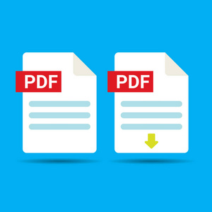 矢量平面 Pdf 文件图标和 pdf 下载图标