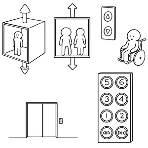 电梯手绘图片-电梯手绘素材-电梯手绘插画-摄图新视界