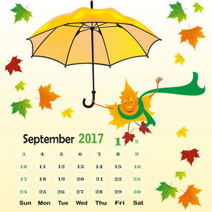 月 9 月的日历模板