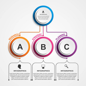 抽象的选项信息图表模板。图表为业务演示文稿或信息横幅