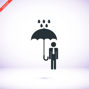 雨伞在雨图标中的男人