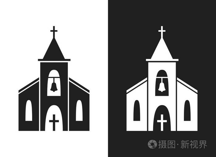 孤立的白色背景上的教会图标