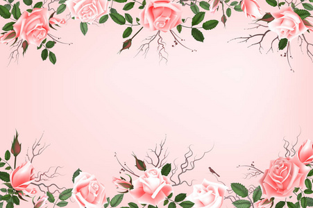 贺卡玫瑰，水彩，可以用于婚礼 生日和其他节日和夏天的背景的邀请卡。插图