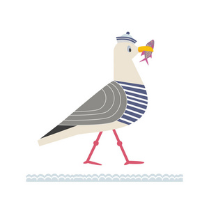 鸟类集合图标在卡通, 黑色, 单色风格矢量符号股票插画网站一组海鸥