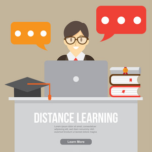 远距离学习。在线学习 在线老师和顾问。远程教育。矢量图