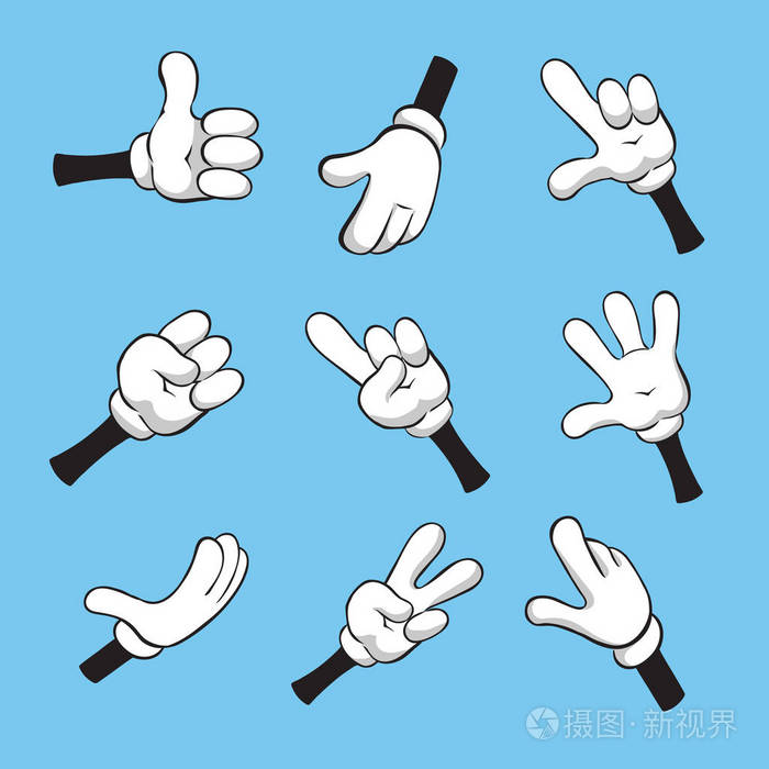 插图的动漫各种手用不同的手势