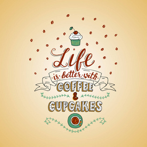 生活是美好的咖啡和蛋糕图片
