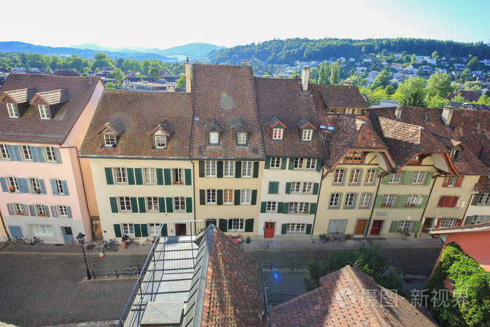 街道和建筑物从瑞士阿尔高