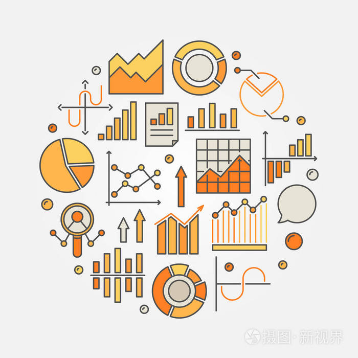 统计和数据分析色彩丰富的插画