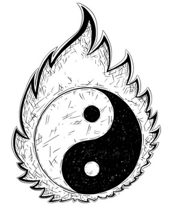 手绘的阴阳金张成泽符号照片