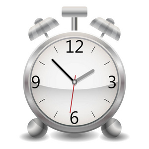 一点钟金属机械现实报警时钟,时钟显示在下午一点钟之后五十三分钟