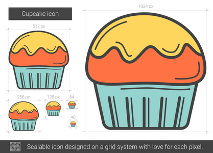 纸杯蛋糕线图标图片