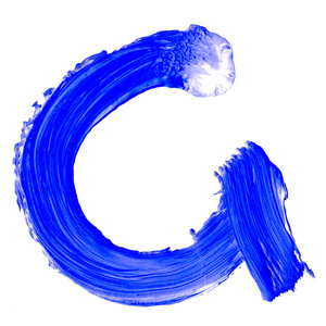 字母 G 在白色背景上绘制蓝色油漆