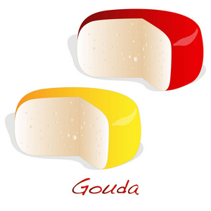 在一张白纸的孤立的 Gouda 奶酪插图