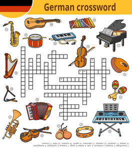德国的填字游戏，教育孩子们关于乐器游戏