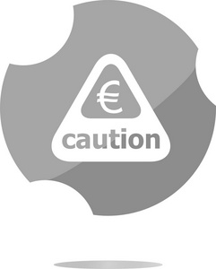 注意警告标志图标与欧元货币符号。警告标志