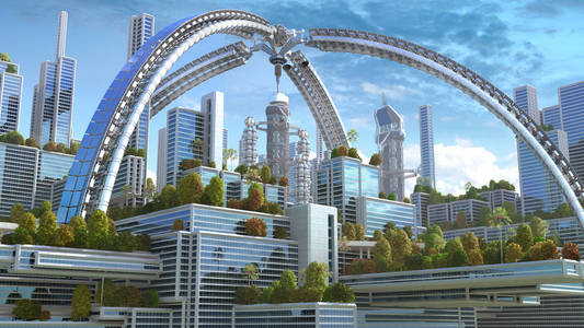 未来绿色城市三维图图片