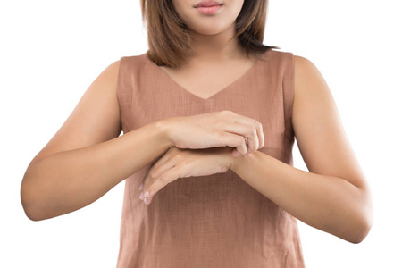 人抓痒的手,手腕, 发痒, 概念与摄影图