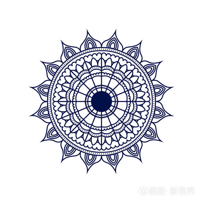 深蓝色剪影花曼陀罗老式家居装饰品