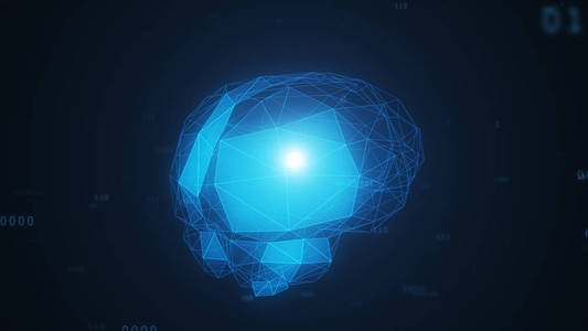 从多边形中的二进制数据 3d 图云大脑的数字人工智能技术。