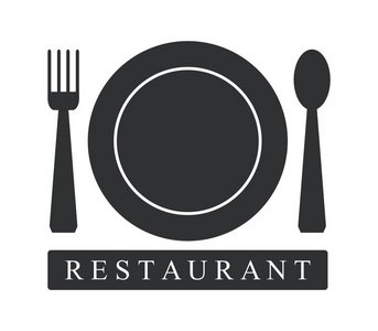 白色背景上的餐厅，徽标