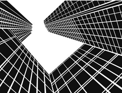 角度的建筑三维线框照片