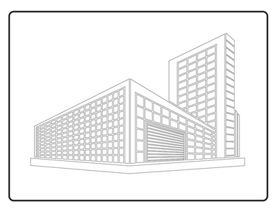 角度的建筑三维线框